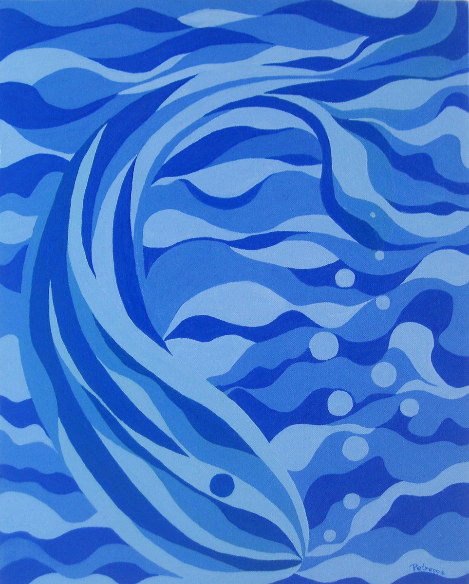 Blue Fish-16x20-acrylic on canvas-Regina Petrecca