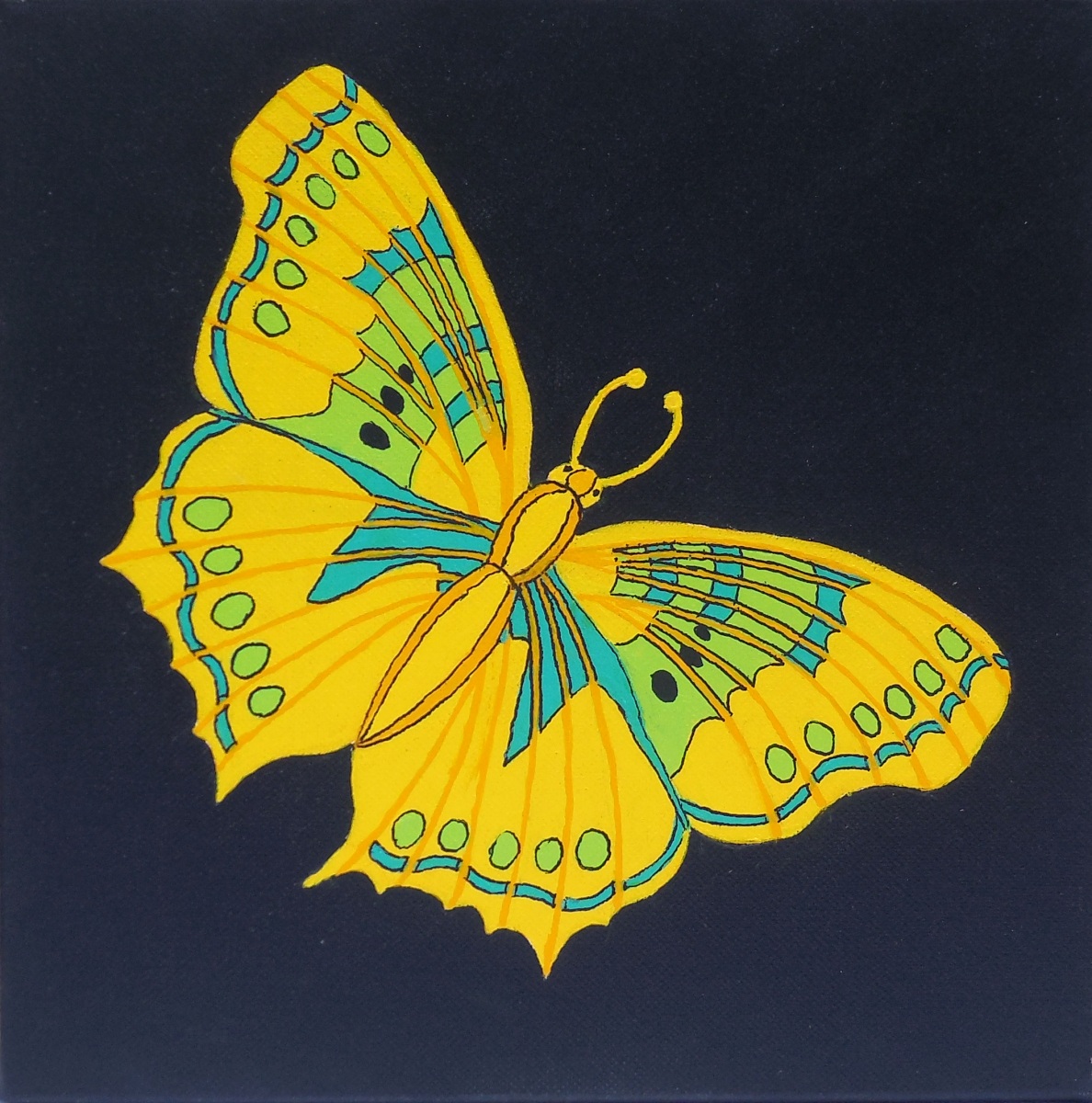 Fantasy Butterfly- Yellow-10x10-acrylic on canvas-Regina Petrecca