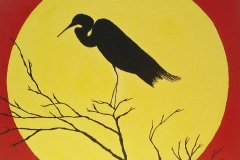 Heron at Sunset-12x12-acrylic on canvas-Regina Petrecca