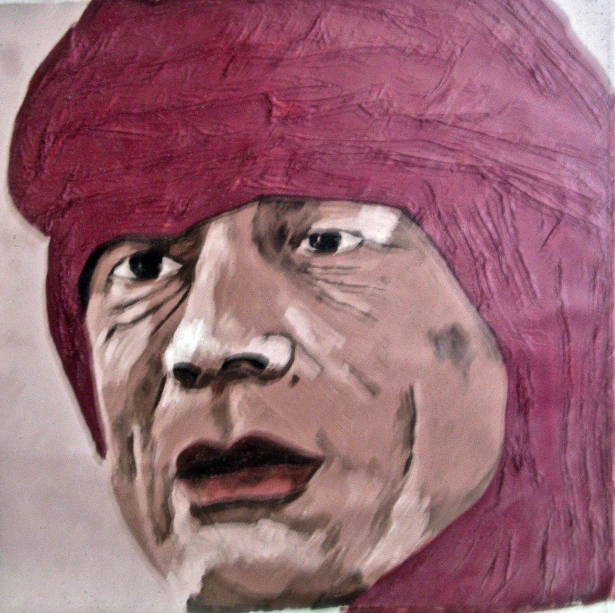 Khadaffi-30x30-oil on canvas-Regina Petrecca