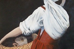 Abra and Holofernes, after Artemisia-16x20-oil on canvas-Regina Petrecca